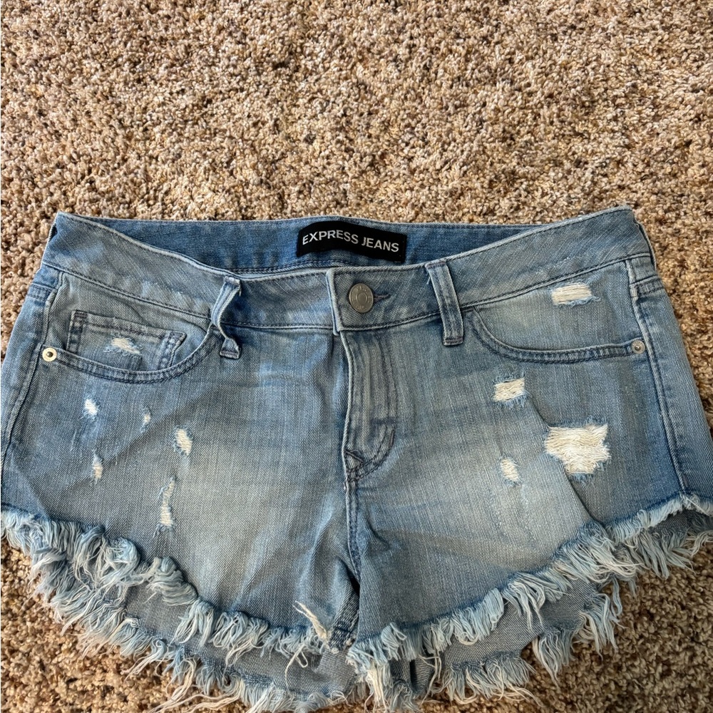 Women's Distressed Denim Shorts - Blue